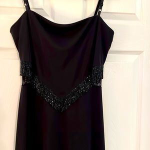 PATRA BLACK MAXI DRESS WITH BEADING & ADJUSTABLE SPAGHETTI STRAPS Size 10